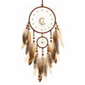 Attrape-rêves 20 x 60 cm marron en corde et plumes décoration murale suspendue