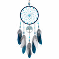 Attrape-rêves 20 x 65 cm en plumes bleu turquoise décoration murale bohème