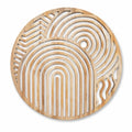 Décoration murale ronde 60 cm en bois naturel ajourée style graphique