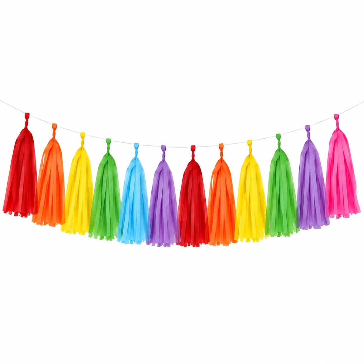 Guirlande décorative 300 cm à 12 pompons en papier multicolore pour fête