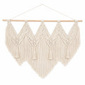 Tenture murale 100 x 90 cm en coton écru tressage macramé à franges style bohème