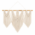 Tenture murale 100 cm x 95 cm en coton beige avec franges style bohème