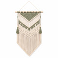 Tenture murale macramé 40 x 80 cm beige vert en corde textile style bohème
