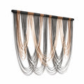 Tapisserie murale 120 x 120 cm en cordons textiles noir beige marron style bohème suspendu