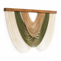 Décoration murale tissée 120 x 110 cm en fibres textiles beige vert et marron - style bohème suspendu