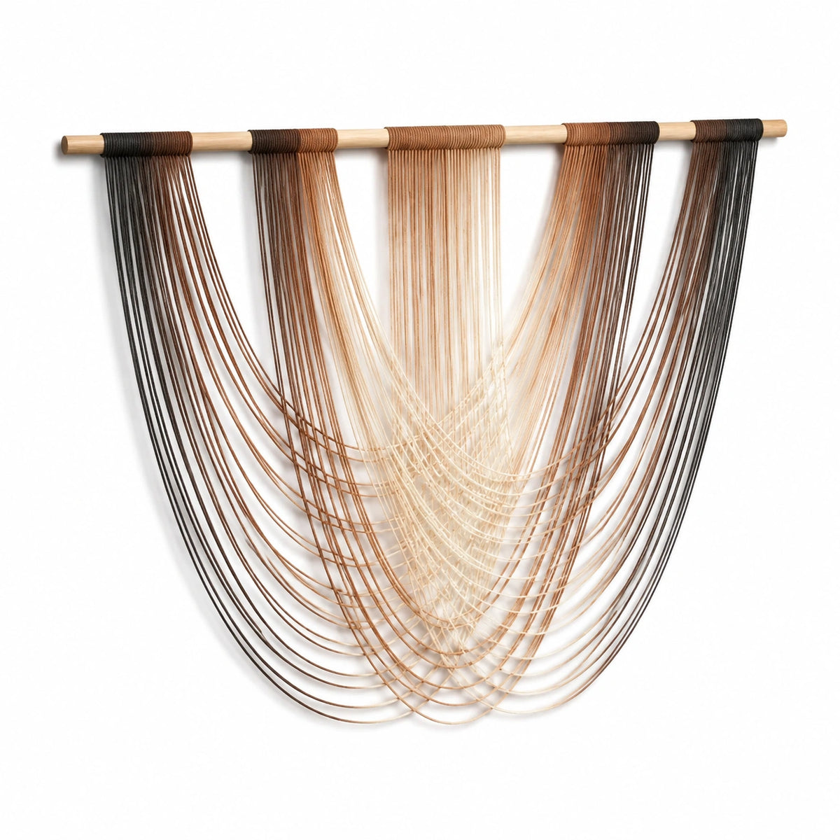 Tenture murale 100 x 100 cm en corde de coton beige marron style bohème