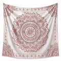 Tenture murale 150 x 150 cm en polyester blanc et rose à motif mandala style bohème