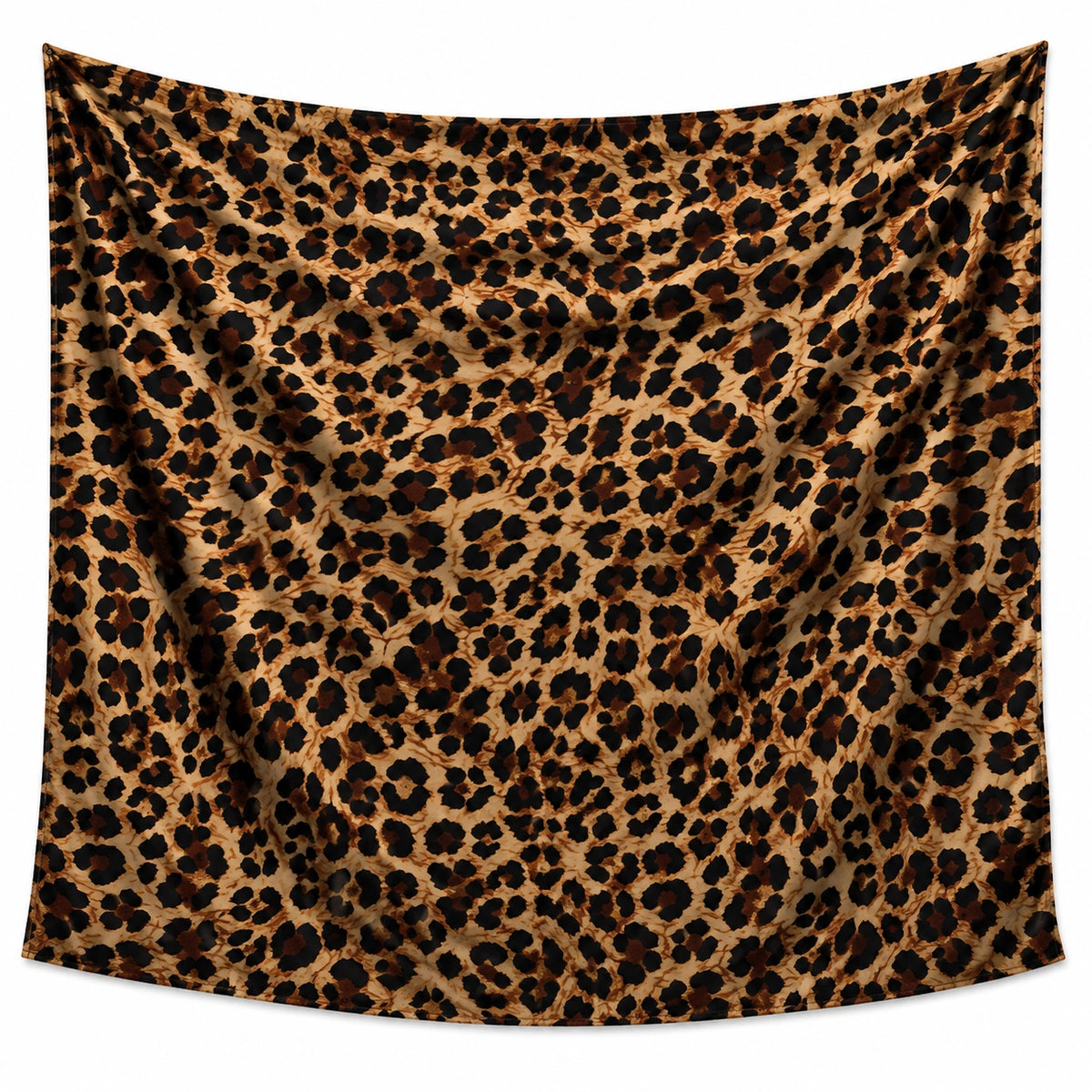 Tapisserie murale 150 x 130 cm en polyester beige marron noir motif léopard décorative