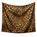 Tapisserie murale 150 x 150 cm en polyester brun beige motif léopard à œillets décorative